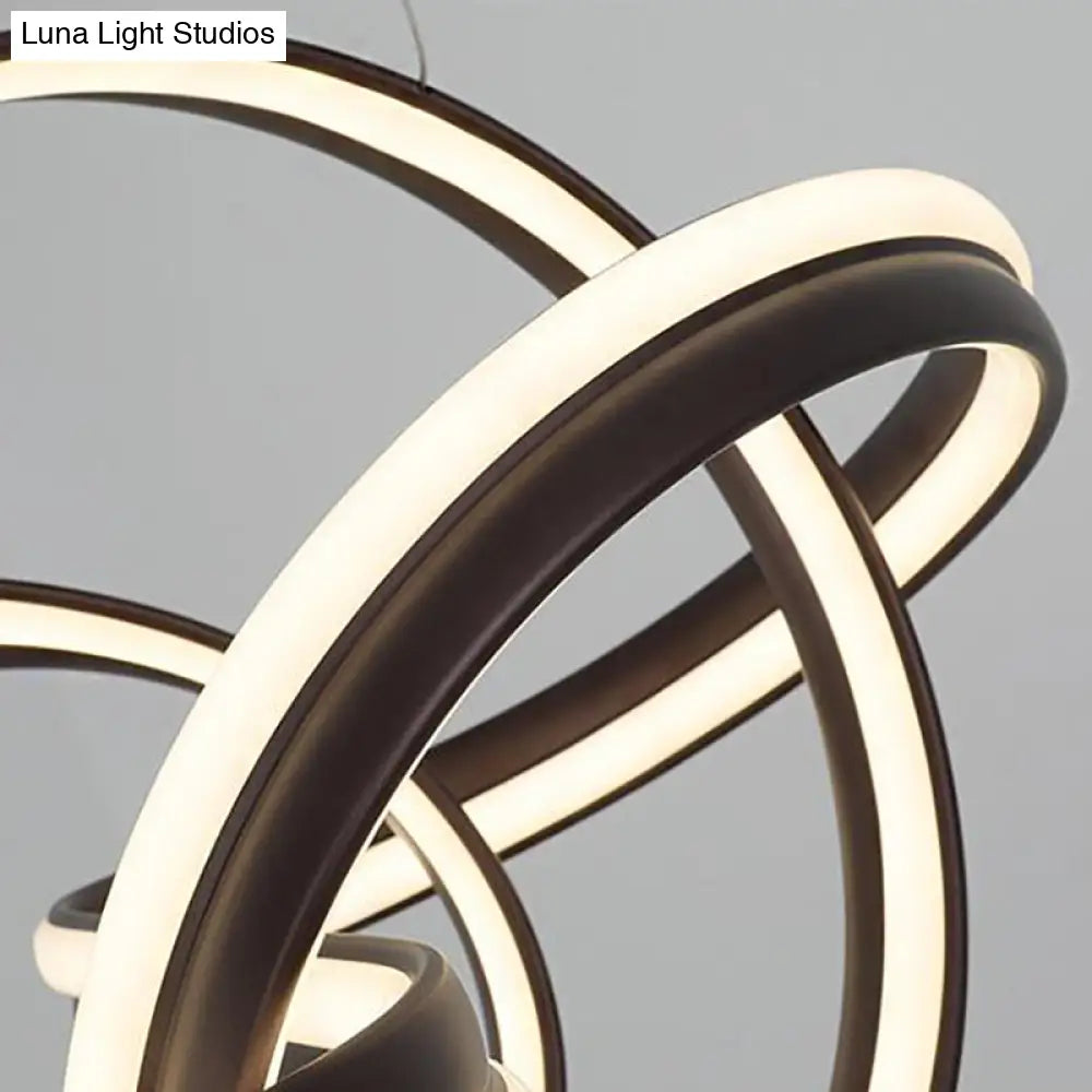 Modern Led Chandelier: Sleek Curve Design Acrylic White/Coffee Pendant Light For Living Room