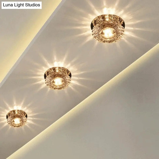 Modern Led Chip Crystal Aisle Lamp Solid Stainless Steel Base Surface Mounted Ceiling For Living