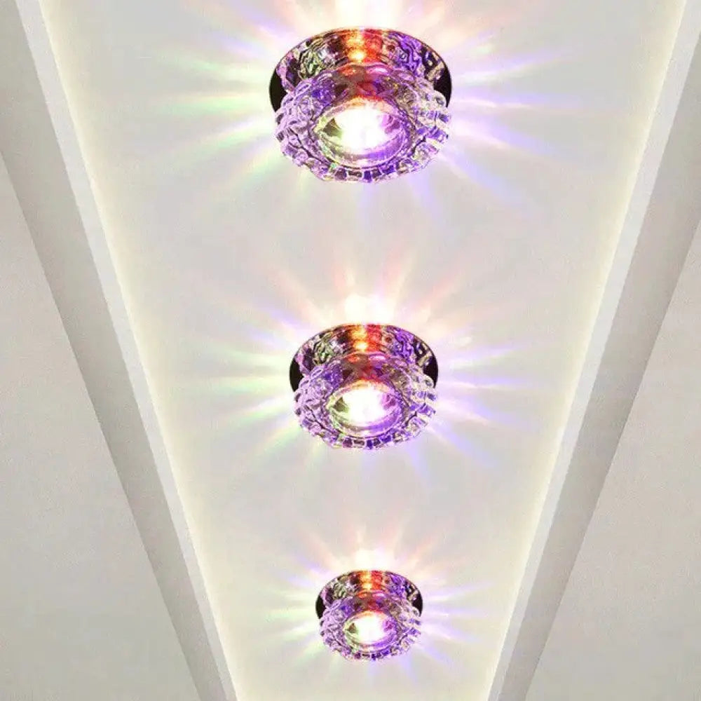 Modern Led Chip Crystal Aisle Lamp Solid Stainless Steel Base Surface Mounted Ceiling For Living