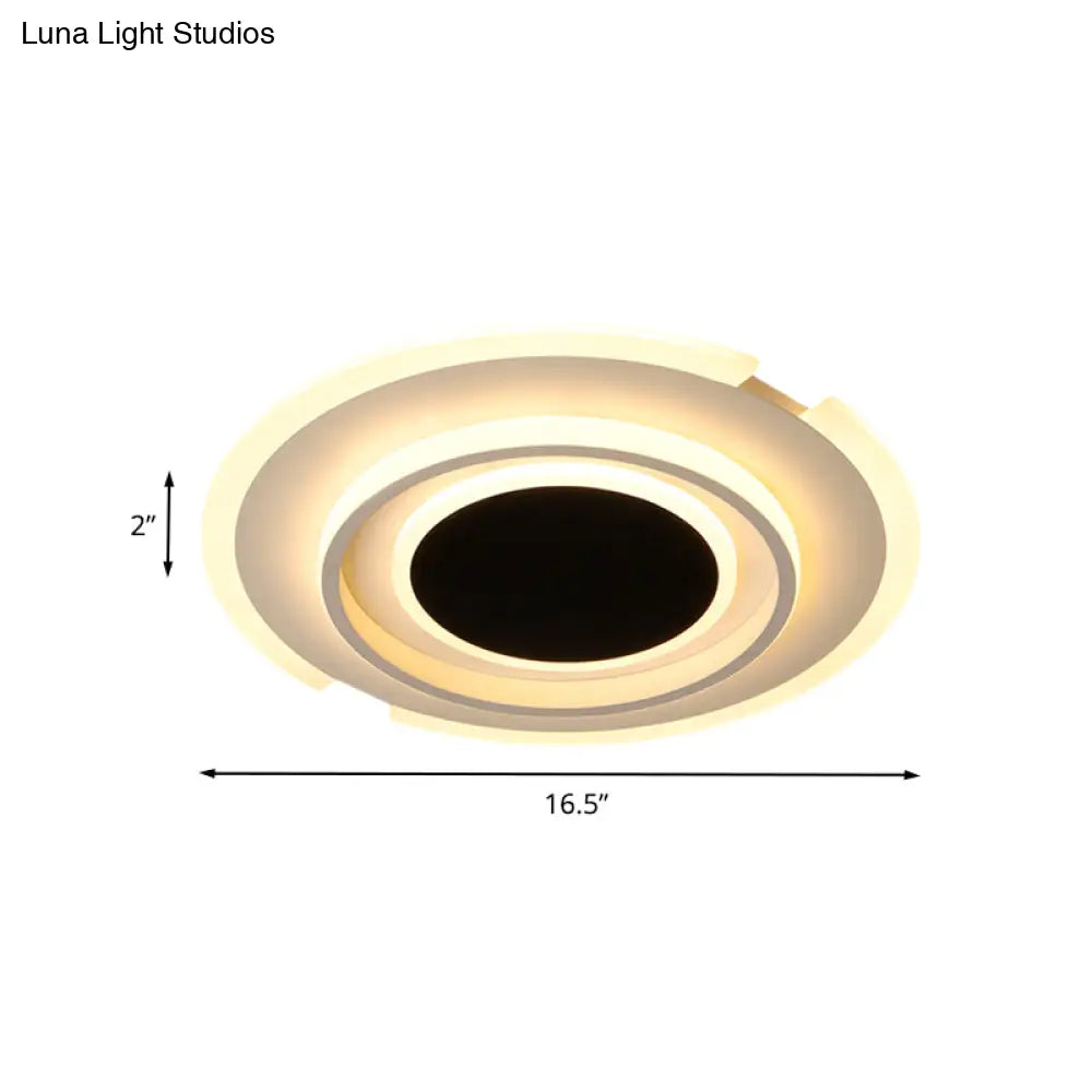 Modern Led Circle Flush Light Fixture - Folding Acrylic Lamp (16.5’/20.5’) Bedroom Mount Black/White