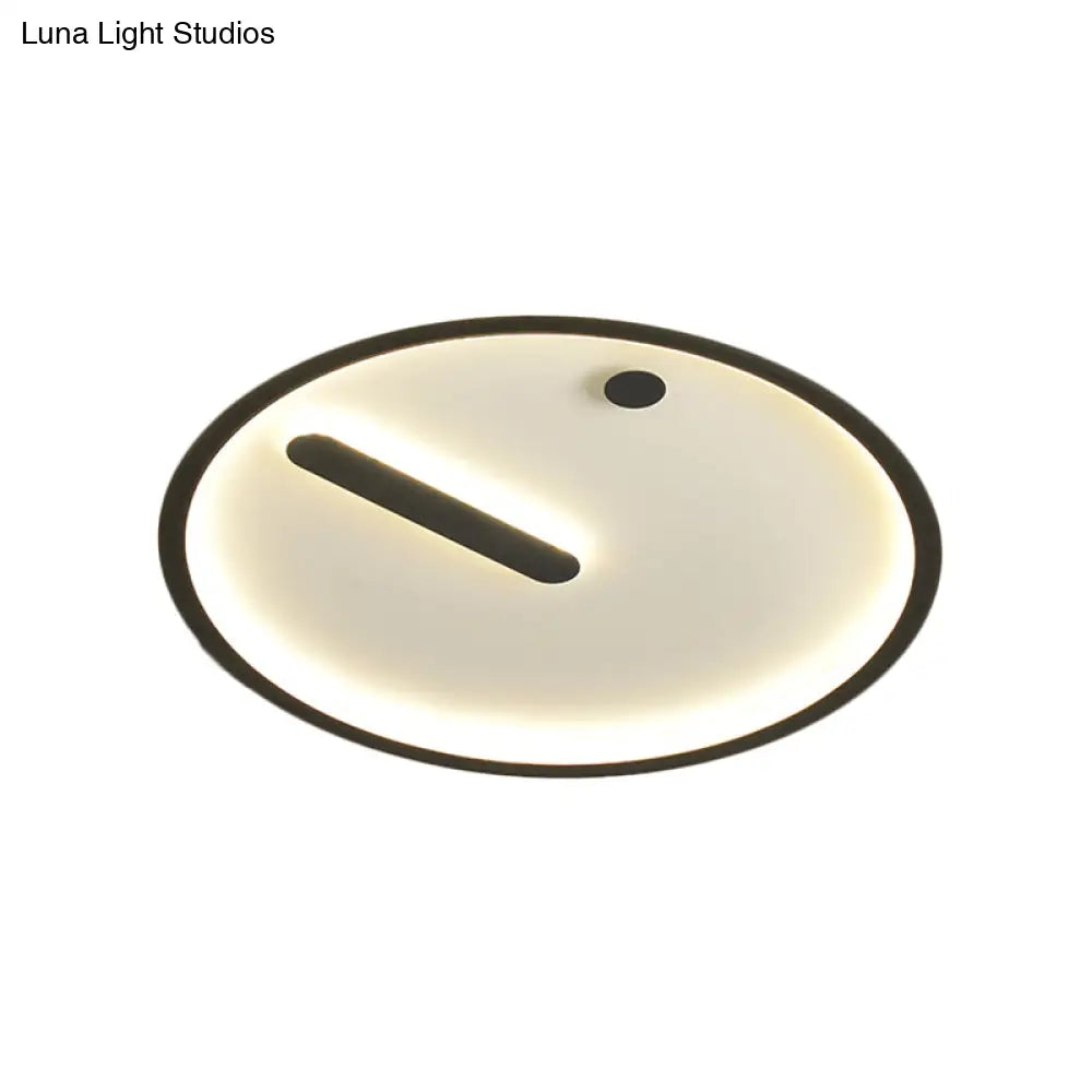 Modern Led Circle Flush Mount Metallic Ceiling Light In Black & White 12/16/19.5 Wide Warm/White