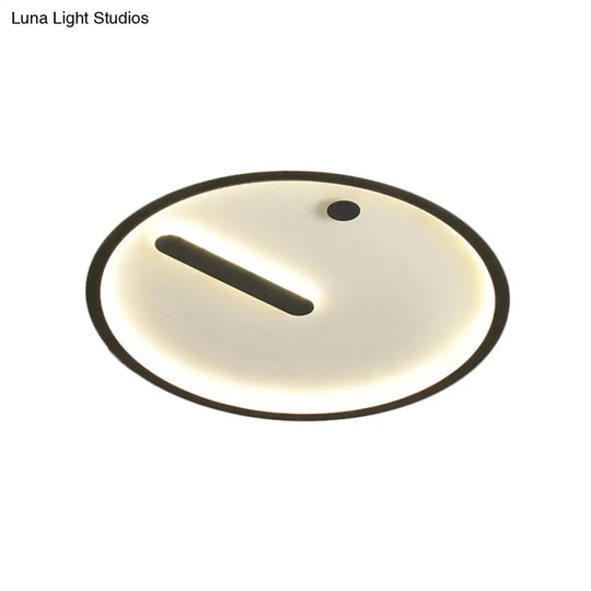 Modern Led Circle Flush Mount Metallic Ceiling Light In Black & White 12’/16’/19.5’ Wide