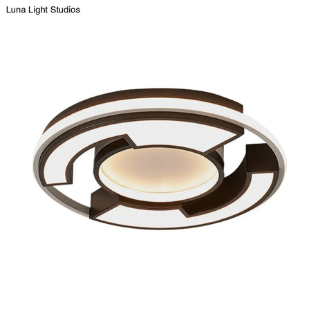 Modern Led Circular Flush Mount Light: Black/White Acrylic Ceiling Fixture 19’/22’ Width