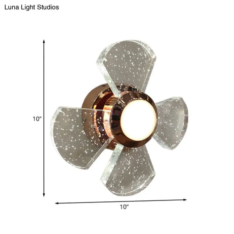 Modern Led Clear Glass Wall Sconce With Fan Design - Stylish Corridor Lighting
