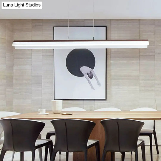 Modern Led Acrylic Coffee Linear Pendant Light Fixture For Dining Room