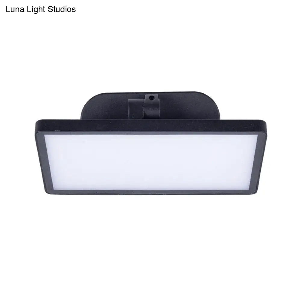 Modern Led Courtyard Wall Sconce In Black Metal With Quadrilateral Design