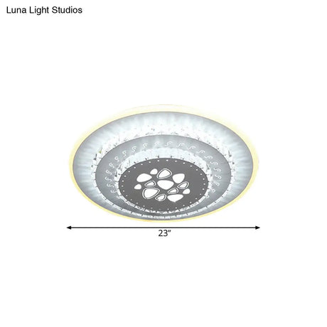 Modern Led Crystal Block Flush Mount Light Fixture With Rhombus/Cobble/Loving Heart Patterns In