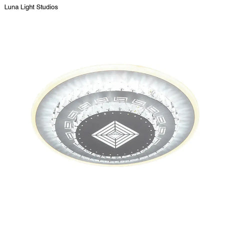 Modern Led Crystal Block Flush Mount Light Fixture With Rhombus/Cobble/Loving Heart Patterns In