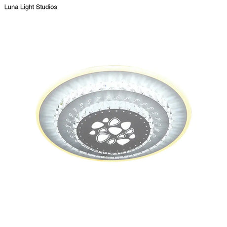 Modern Led Crystal Block Flush Mount Light Fixture With Rhombus/Cobble/Loving Heart Patterns In