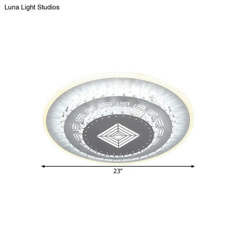 Modern Led Crystal Block Flush Mount Light Fixture With Rhombus/Cobble/Loving Heart Patterns In