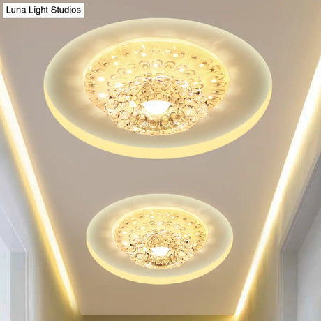 Modern Led Crystal Ceiling Lamp - White Flush - Mount Entryway Light Fixture