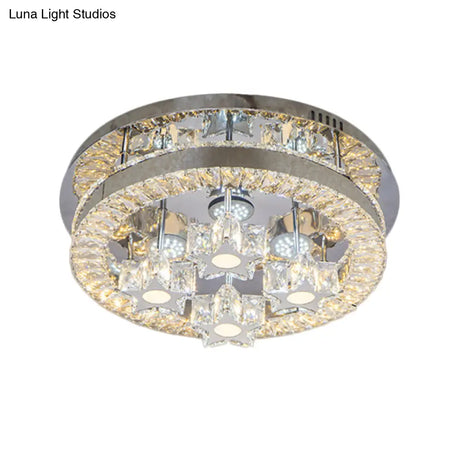 Modern Led Crystal Ceiling Light In Chrome - Semi - Circle/Spiral Design Flush Mount For Minimalist