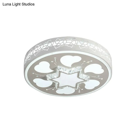 Modern Led Crystal Ceiling Light With Unique Side Design – Star/Flower Flush Mount In White