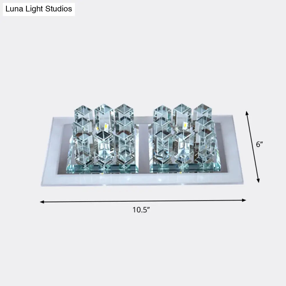 Modern Led Crystal Flush Ceiling Light Fixture- Rectangular Corridor