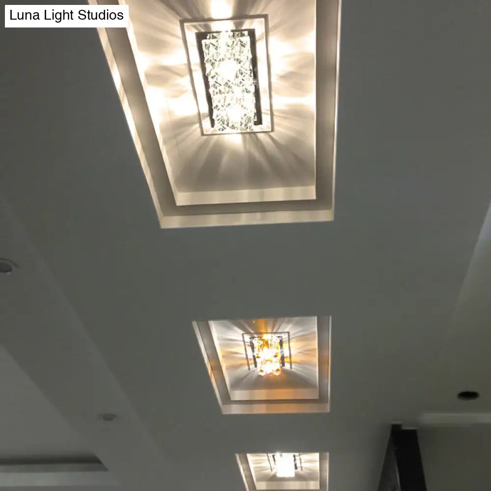 Modern Led Crystal Flush Ceiling Light Fixture- Rectangular Corridor