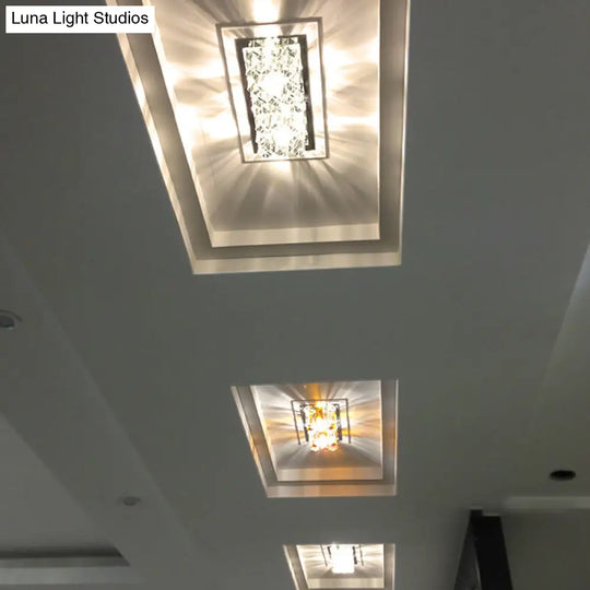 Modern Led Crystal Flush Ceiling Light Fixture- Rectangular Corridor