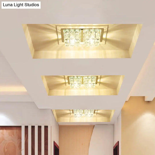 Modern Led Crystal Flush Ceiling Light Fixture- Rectangular Corridor
