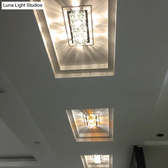 Modern Led Crystal Flush Ceiling Light Fixture - Rectangular Corridor