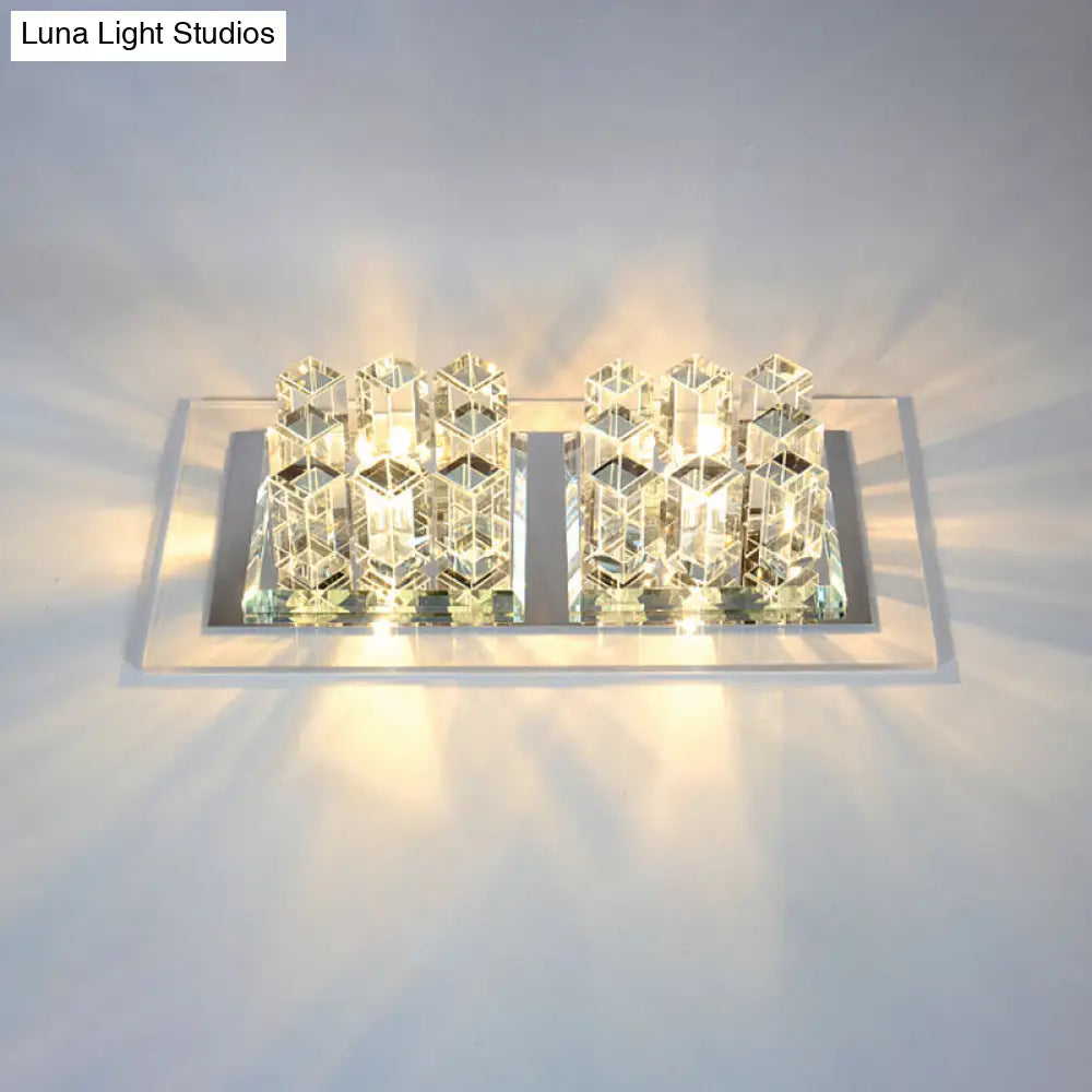 Modern Led Crystal Flush Ceiling Light Fixture- Rectangular Corridor Clear