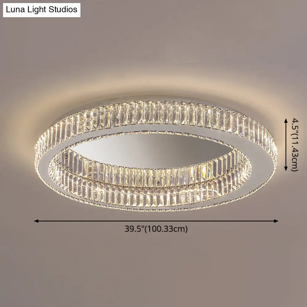 Modern Led Crystal Flush Mount Ceiling Lamp For Bedroom