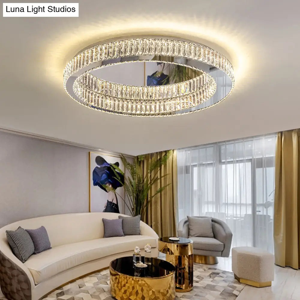 Modern Led Crystal Flush Mount Ceiling Lamp For Bedroom