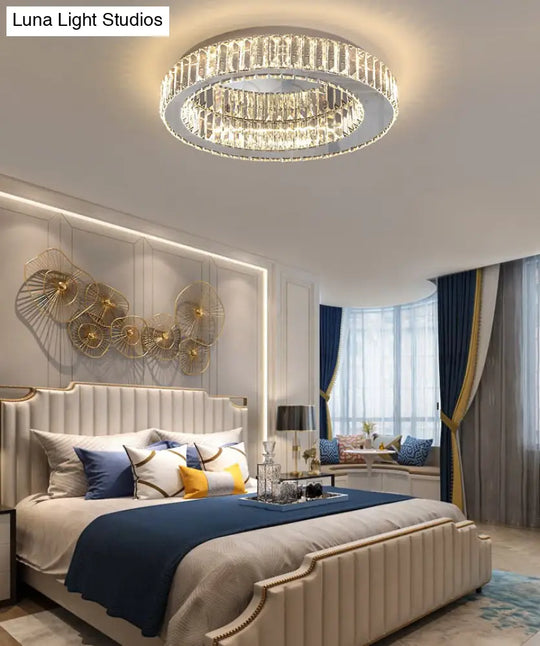 Modern Led Crystal Flush Mount Ceiling Lamp For Bedroom