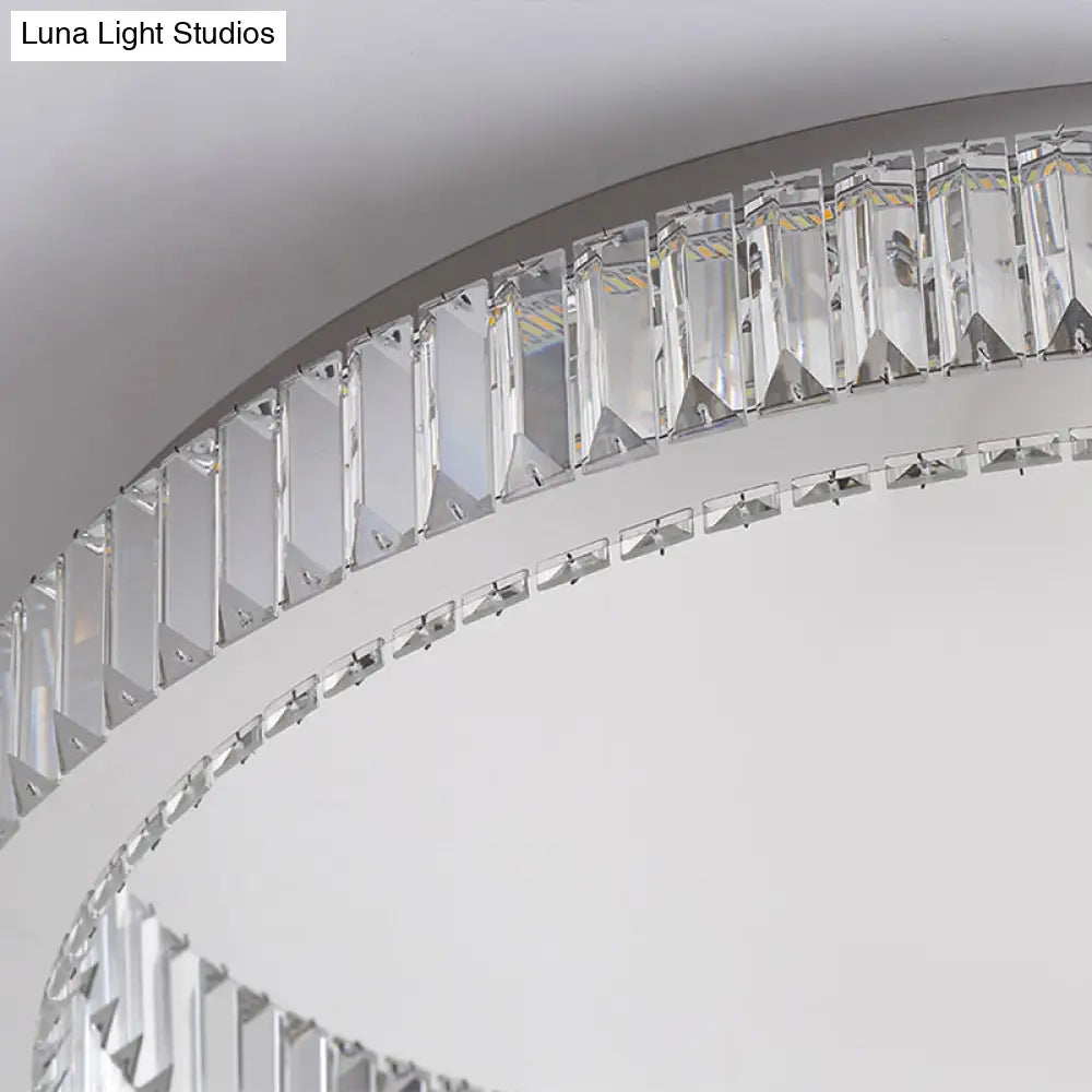 Modern Led Crystal Flush Mount Ceiling Lamp For Bedroom