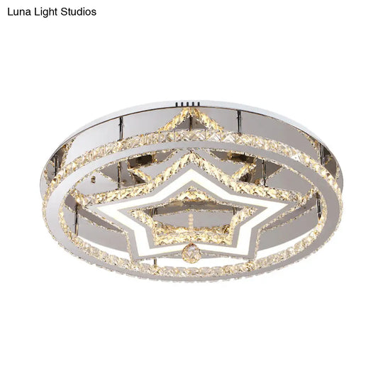 Modern Led Crystal Flush Mount Ceiling Light For Dining Room