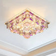 Modern Led Crystal Flush Mount Ceiling Light In Yellow/Purple - Corridor Lighting Fixture Purple