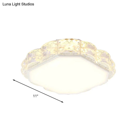 Modern Led Crystal Flush Mount Spotlight In Black/White - Round/Square Corridor Lighting