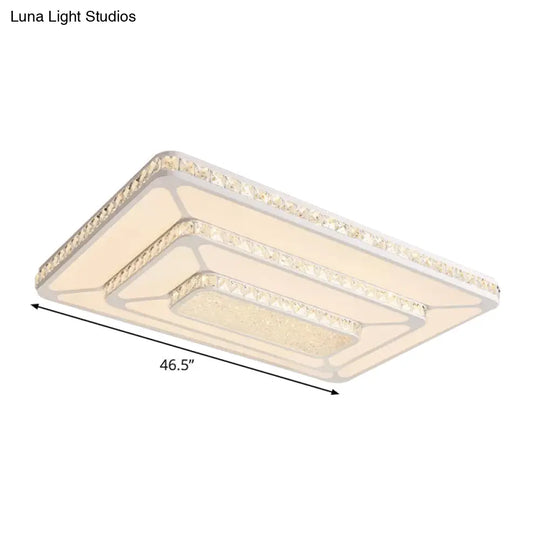 Modern Led Crystal Geometry Ceiling Lamp - White Flush Mount Light With 3-Tier Design