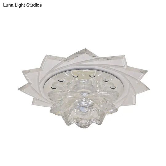 Modern Led Crystal Glass Lotus Ceiling Pendant Light - Flush-Mount Fixture