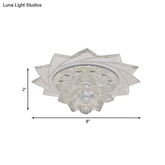 Modern Led Crystal Glass Lotus Ceiling Pendant Light - Flush-Mount Fixture