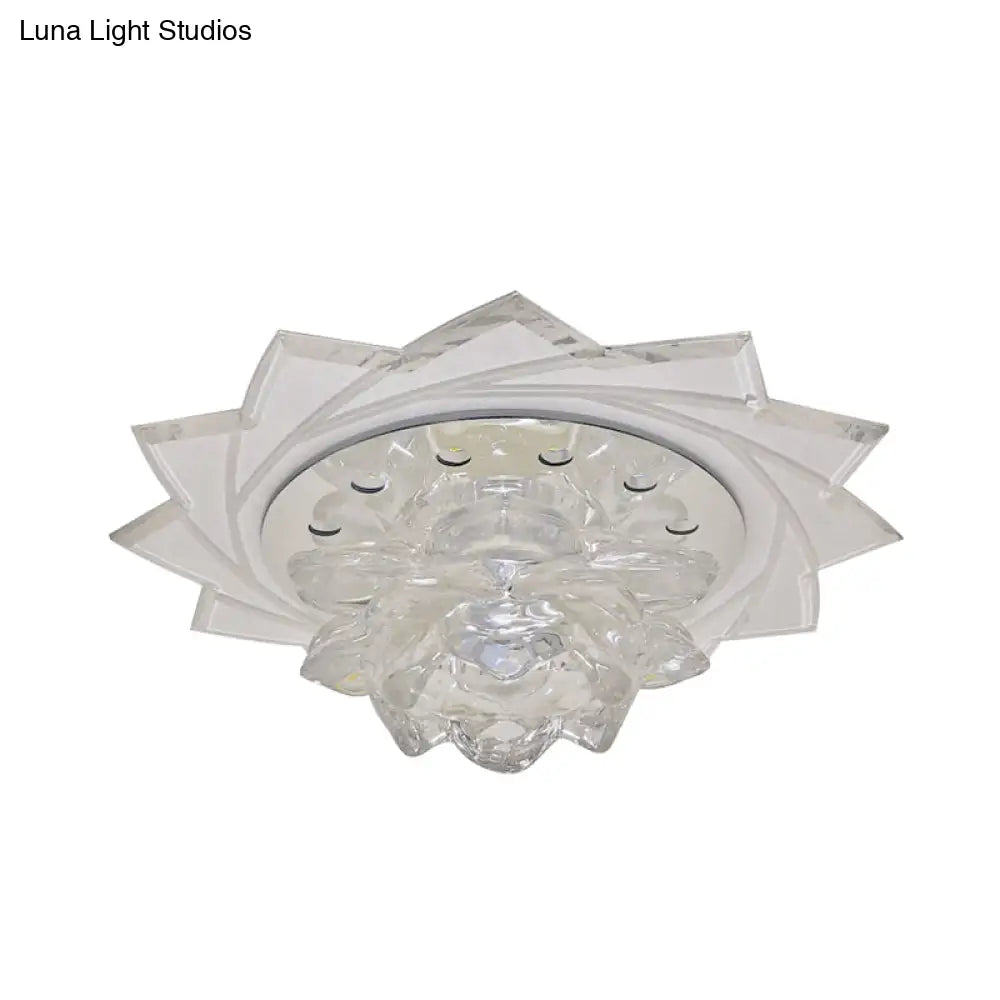 Modern Led Crystal Glass Lotus Ceiling Pendant Light - Flush - Mount Fixture