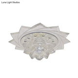Modern Led Crystal Glass Lotus Ceiling Pendant Light - Flush - Mount Fixture