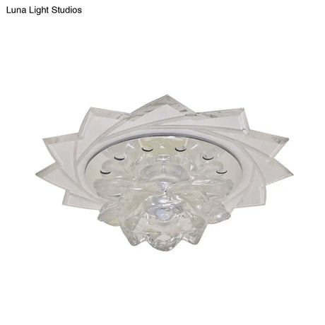 Modern Led Crystal Glass Lotus Ceiling Pendant Light - Flush - Mount Fixture