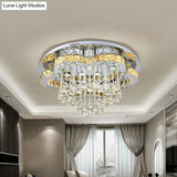 Modern Led Crystal Orb Ceiling Light - Chrome Finish Flush Mount For Living Room