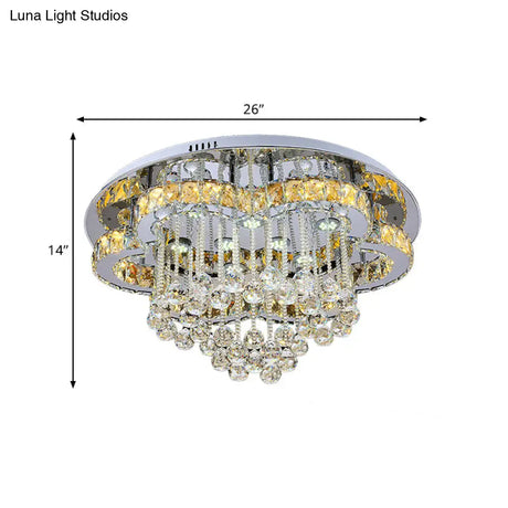 Modern Led Crystal Orb Ceiling Light - Chrome Finish Flush Mount For Living Room