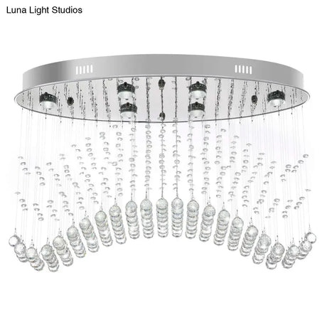 Modern Led Crystal Orb Ceiling Light In Chrome Finish For Bedrooms