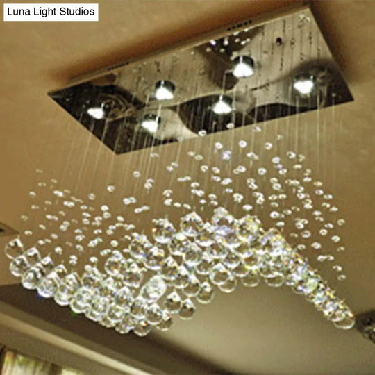 Modern Led Crystal Orb Gold Flush Mount Ceiling Light For Dining Room - 19.5/23.5 Wide / 23.5
