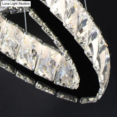 Modern Led Crystal Pendant Lamp: 2-Tier Circular Carousel Design Minimalistic Prismatic Ideal For