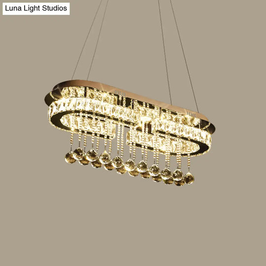 Modern Led Crystal Pendant Light With Stainless Steel Frame And Tassel Accents Stainless-Steel /