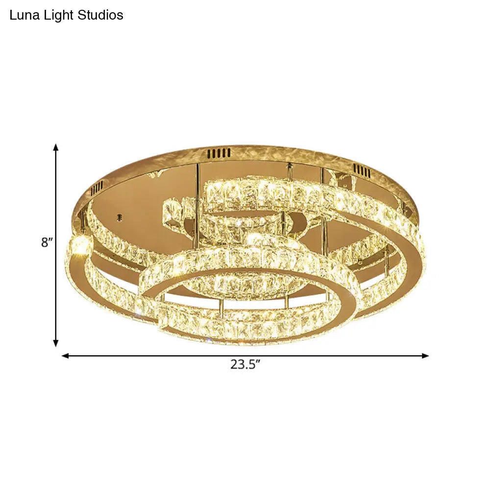 Modern Led Crystal Semi - Flush Ceiling Light In Warm/White 19.5’/23.5’ Diameter