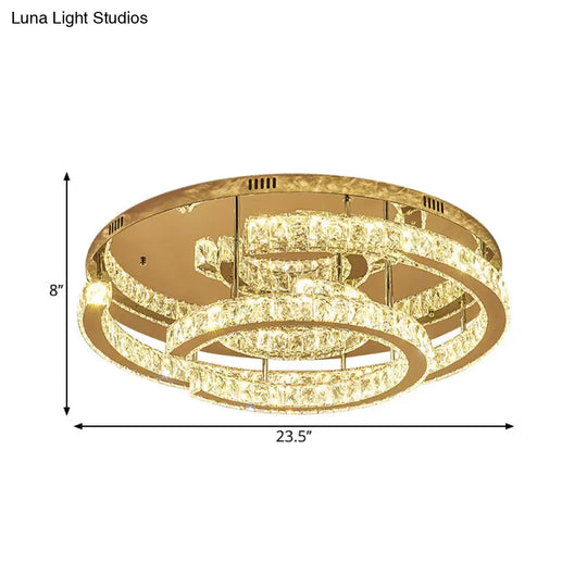 Modern Led Crystal Semi - Flush Ceiling Light In Warm/White 19.5’/23.5’ Diameter