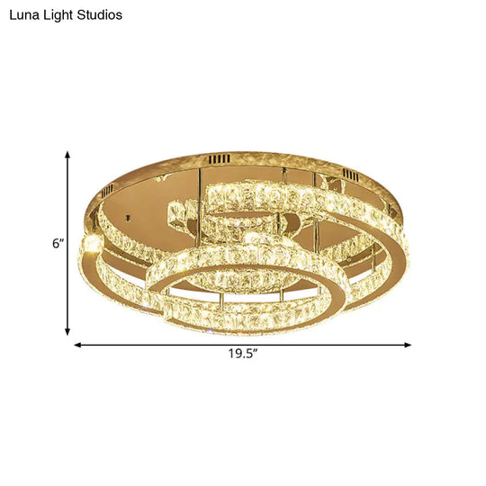 Modern Led Crystal Semi-Flush Ceiling Light In Warm/White 19.5/23.5 Diameter