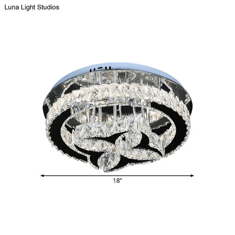 Modern Led Crystal Shade Ceiling Lamp With Stainless Steel Finish