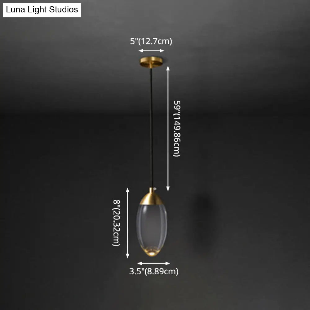 Modern Led Crystal Teardrop Pendant Light Fixture In Gold