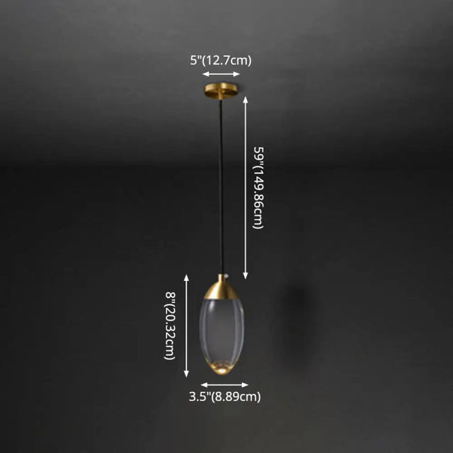 Led Crystal Suspension Pendant - Modern Gold Teardrop Lighting Fixture