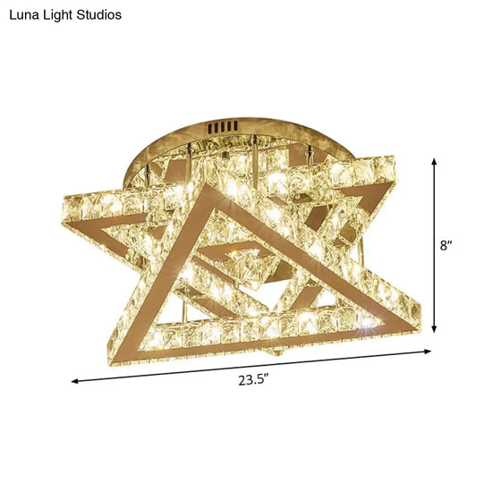 Modern Led Crystal Triangle Ceiling Lamp With Tiered Design - Ideal For Bedroom