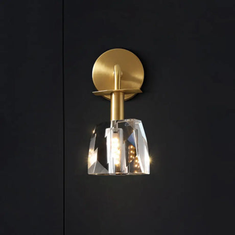 Modern Led Crystal Wall Sconce - Clear Half Ball Bedchamber Lamp